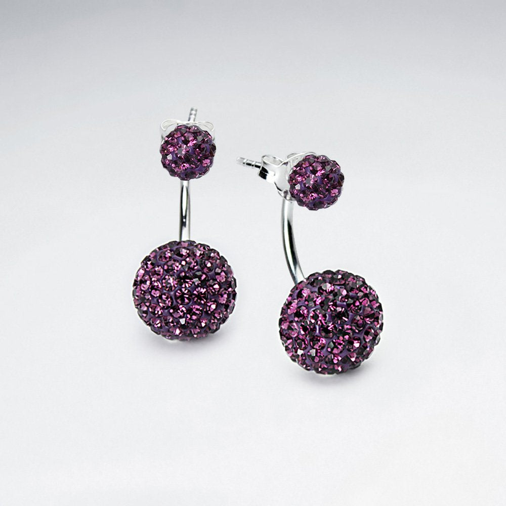 Purple CZ Tribal Mise En Double Sided Stud Earring