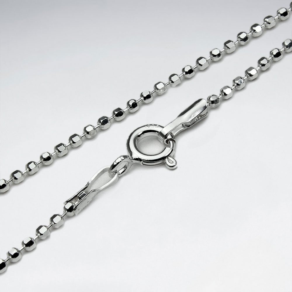 Ball Diamond Cut 925 Silver Chain