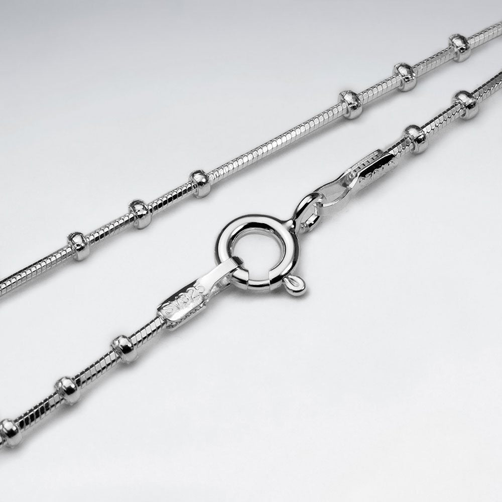 Round Snake And Ball  925 Silver Chain