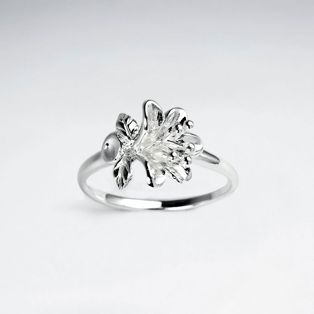 Lilium Flower Silver Ring