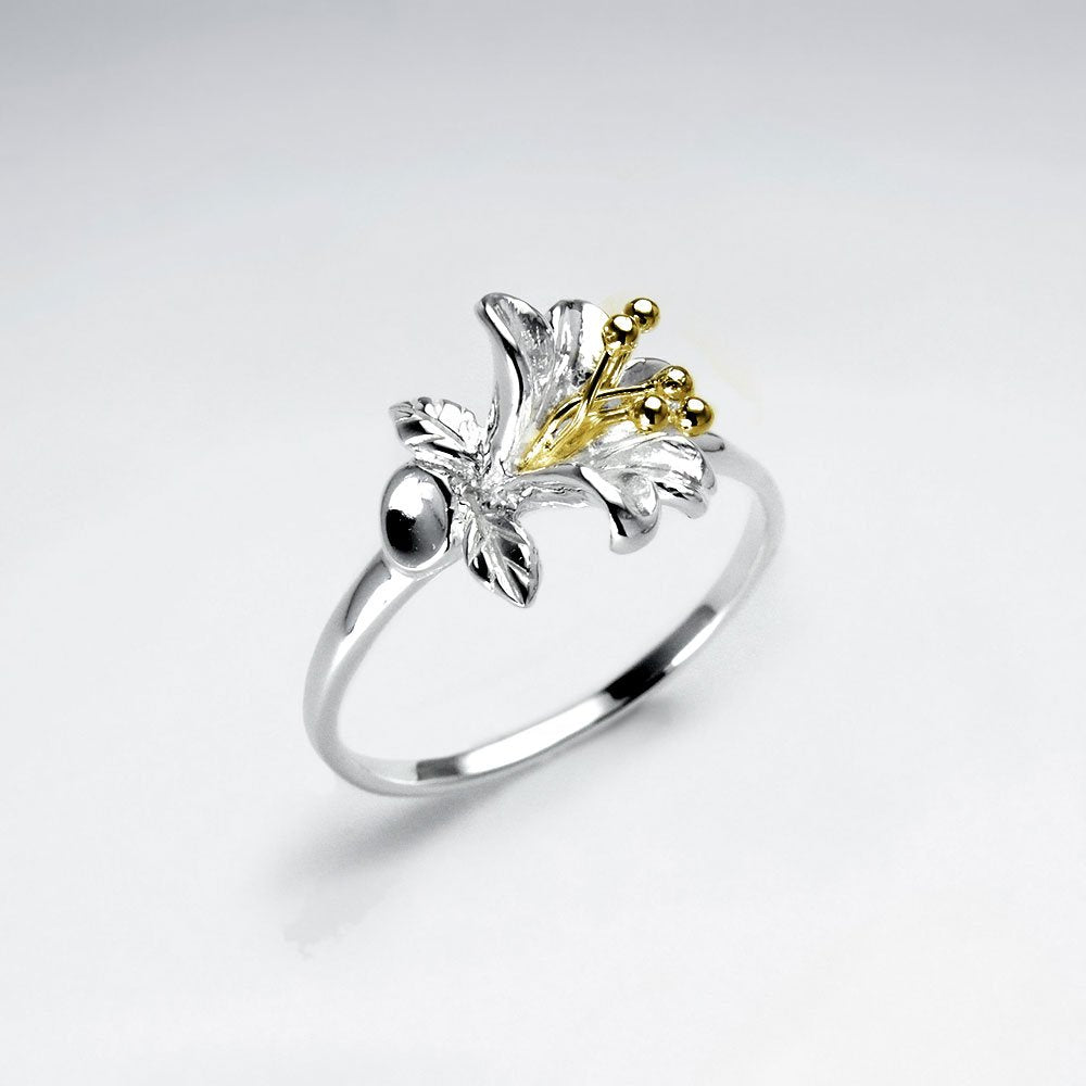 Lilium Flower Silver Ring