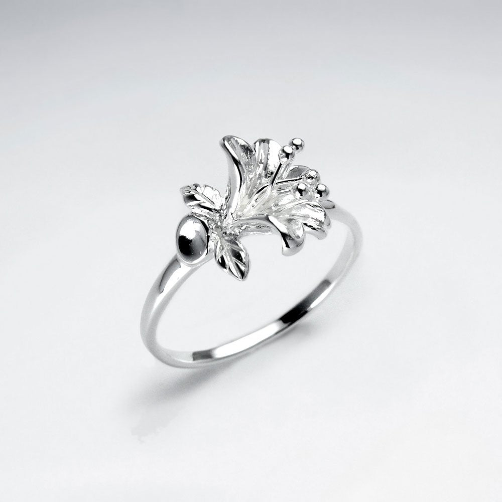 Lilium Flower Silver Ring