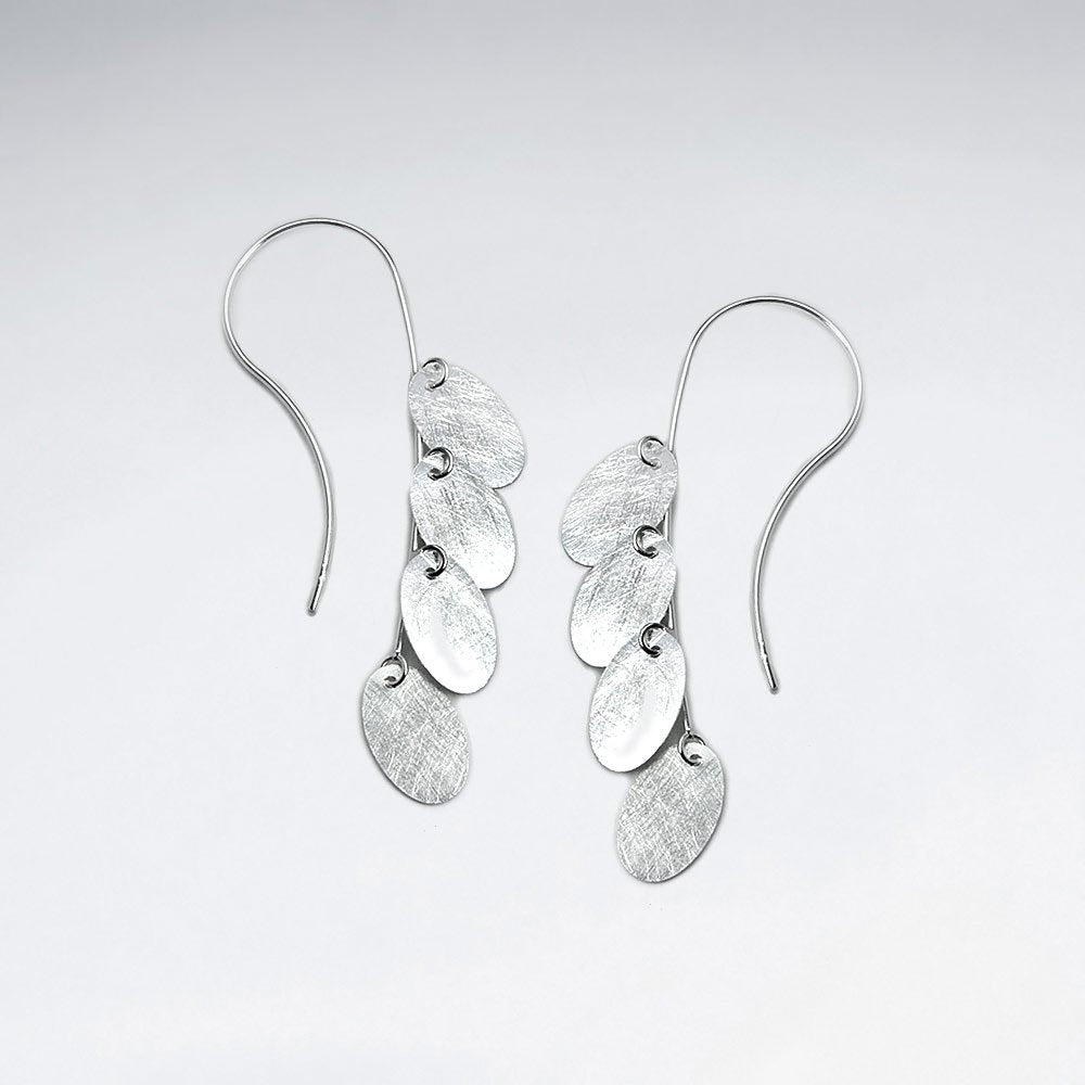 Silver Oval Charms Cascade Earrings