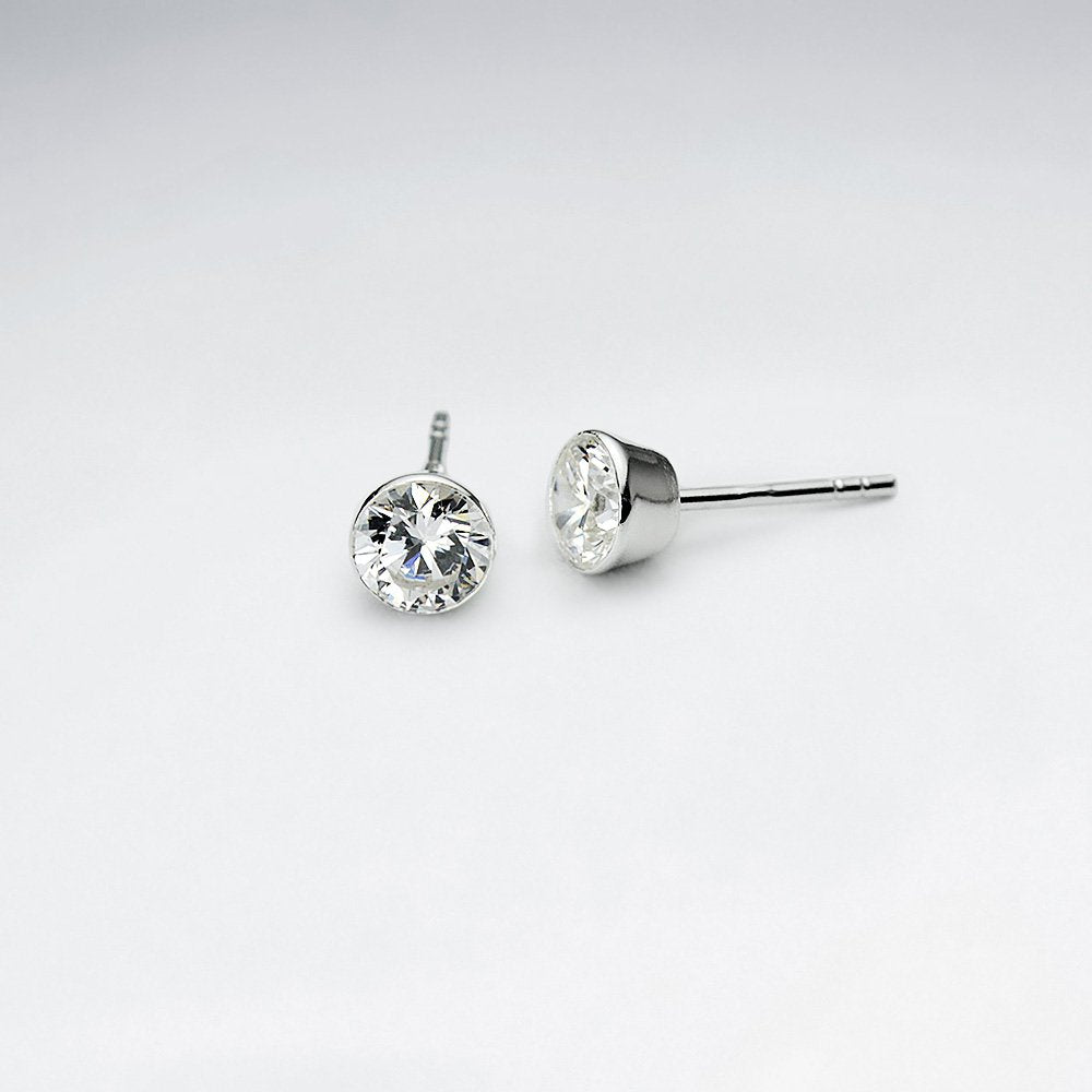 Sterling Silver Cubic Zirconia Stud Earrings