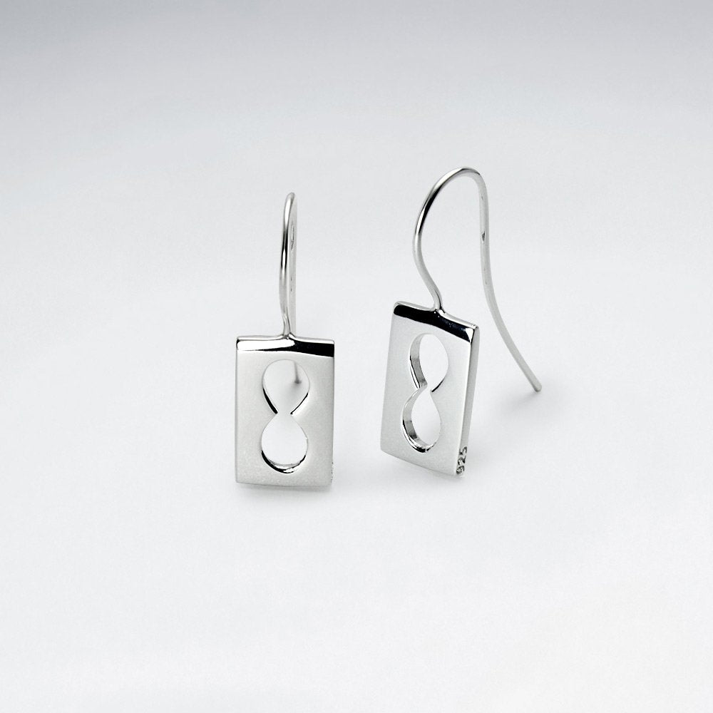 Sterling Silver Rectangle Cutout Earrings