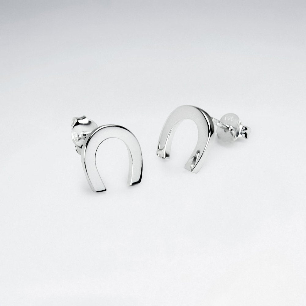 Sterling Silver Horseshoe Stud Earrings
