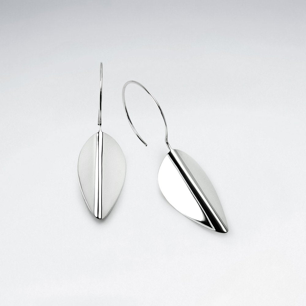 Silver Angled Leaf Earrings