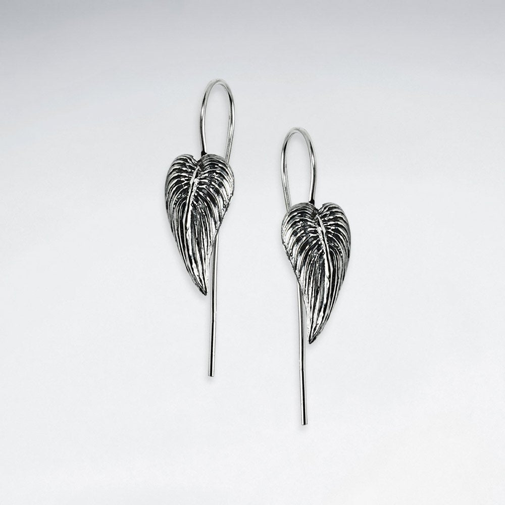 Leaf Oxidized Silver Dangle Earrings