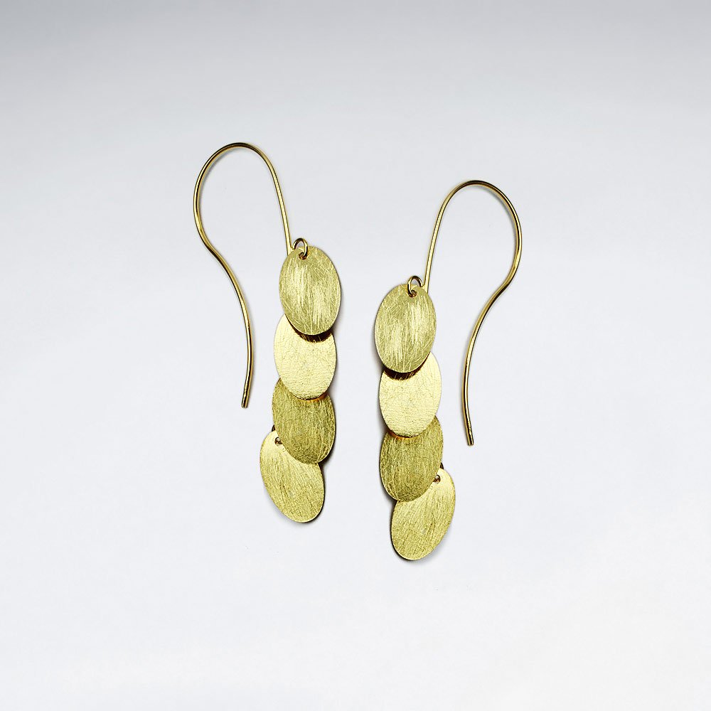 Silver Oval Charms Cascade Earrings