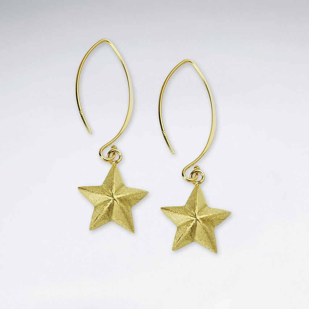 Star Beauty Dangle Hook Earrings in Sterling Silver