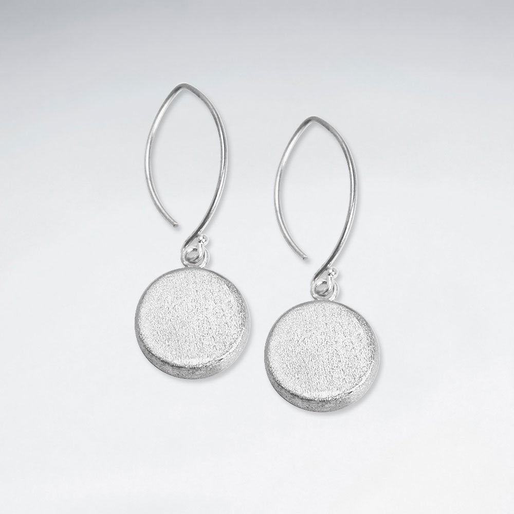 Circle Dangle Drop Button Earrings in Sterling Silver