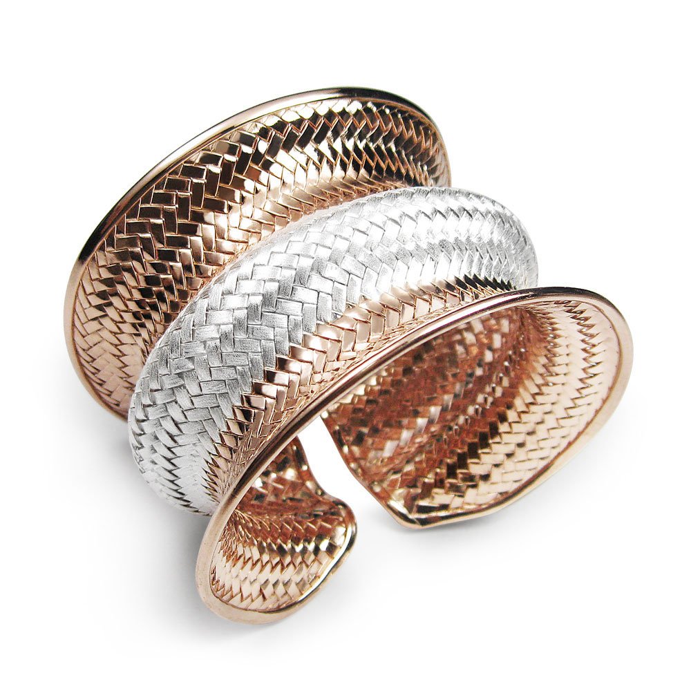 Two-Tone Sterling Wave Cuff Bangle