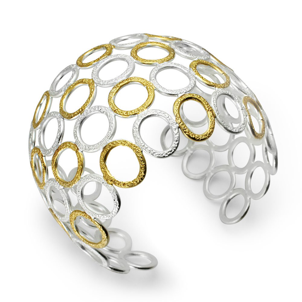 Two-Tone Spectacular "O" Link Open Bangle