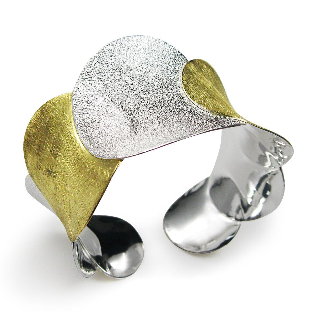 Two-Tone High Fashion Circles Link Bangle