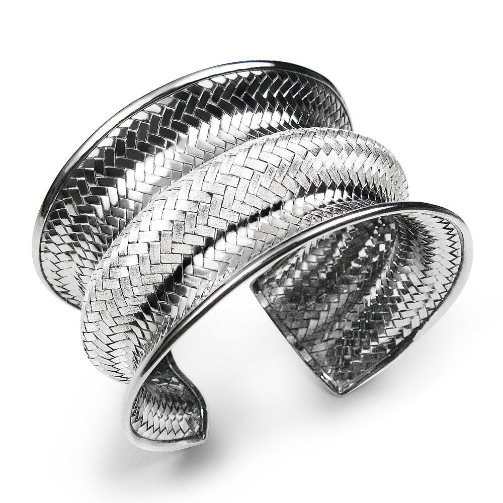 Edgy Curved Basket Weave Bangle
