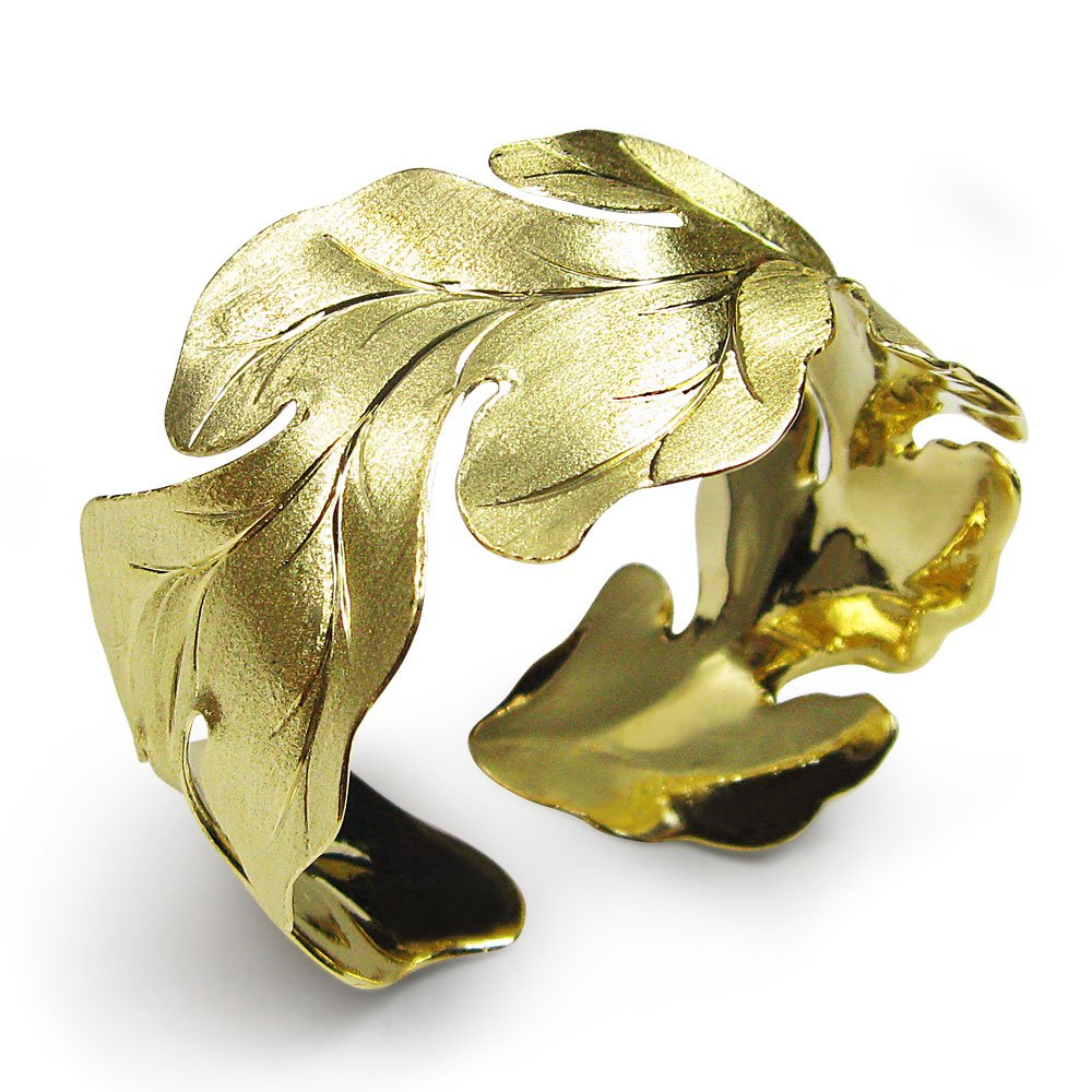 Wonders of Nature Gold Tone Sterling Silver Bangle