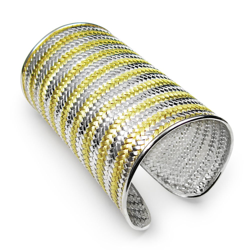 Noir Two-Tone Sterling Silver Wide Bangle