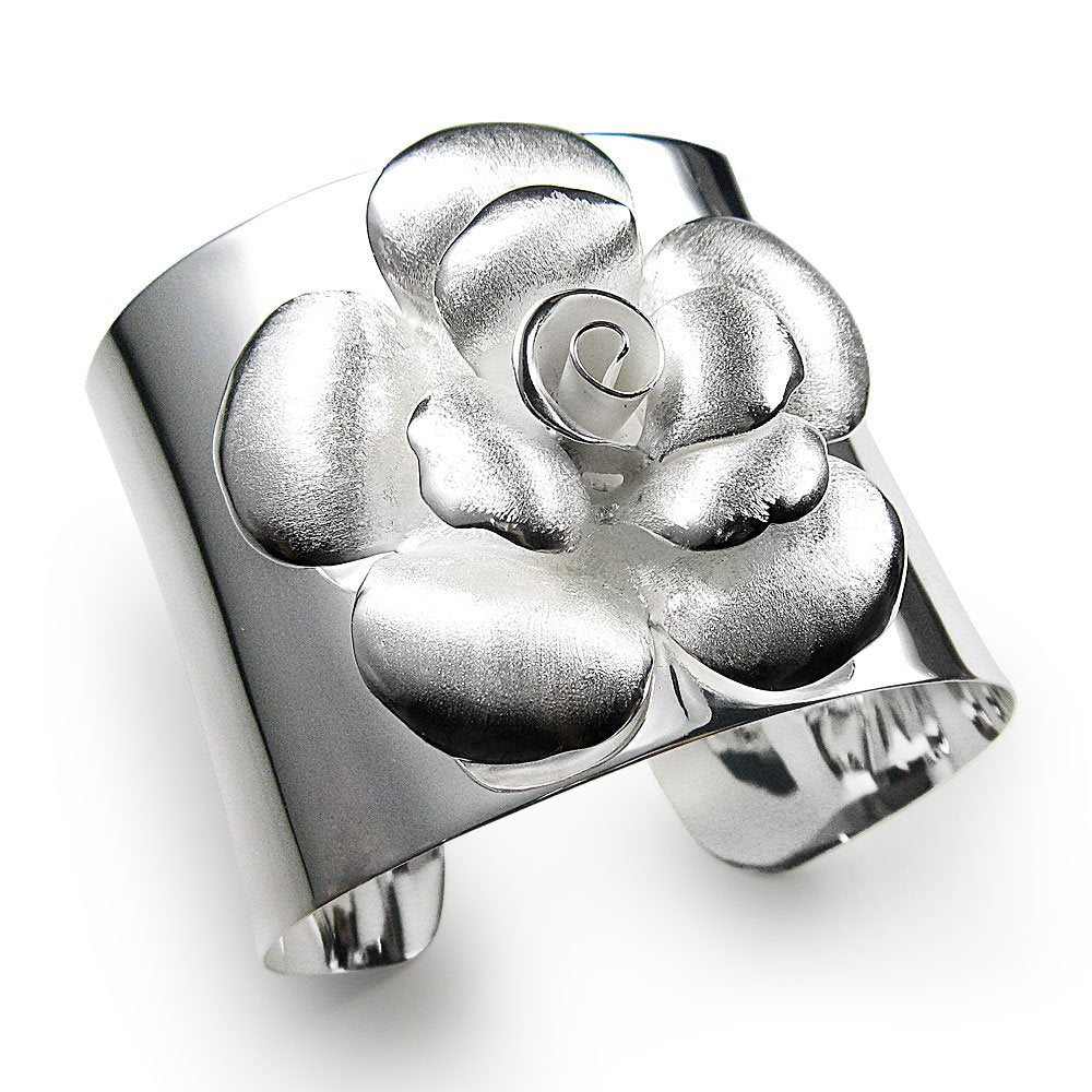 Rose in Bloom Sterling Silver Bangle