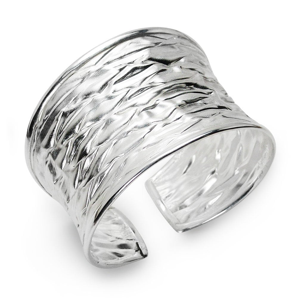 Two-Tone Luxury Cuff Crinkle Wrapped Bangle