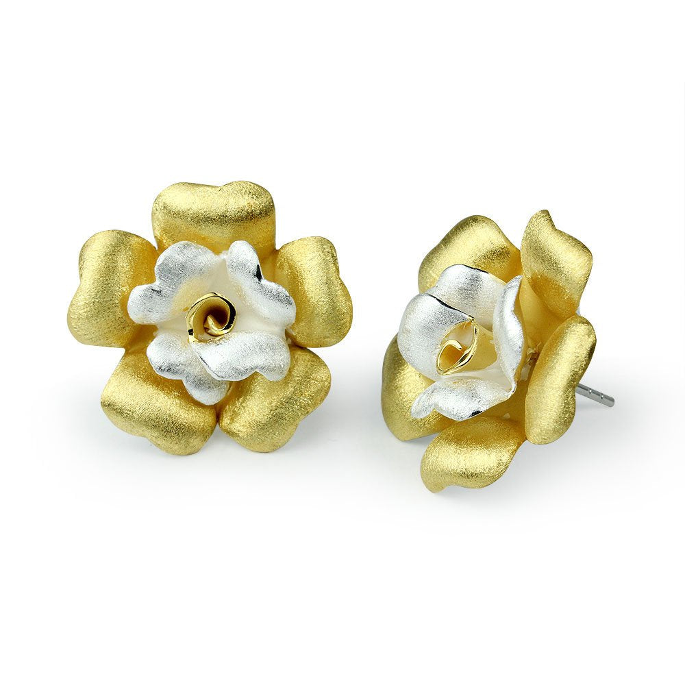 Two-Tone Floral Stud Earrings