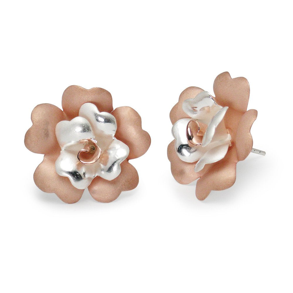 Two-Tone Floral Stud Earrings