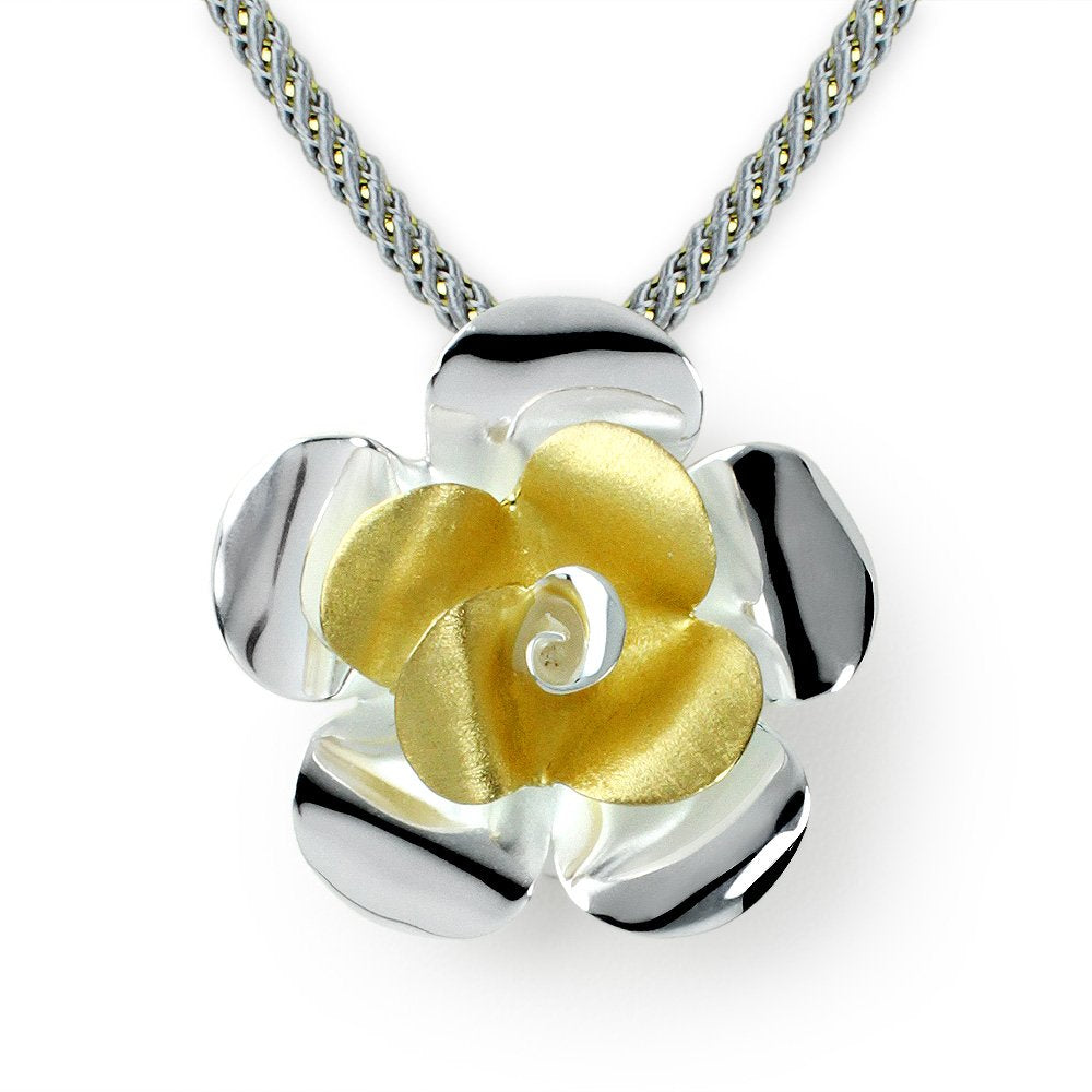 Two-Tone Floral Splendor Five Petal Pendant