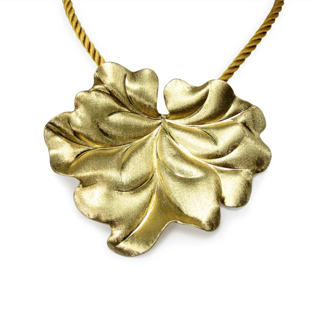 Enchanting Gold Plated Sterling Silver Leaf Pendant