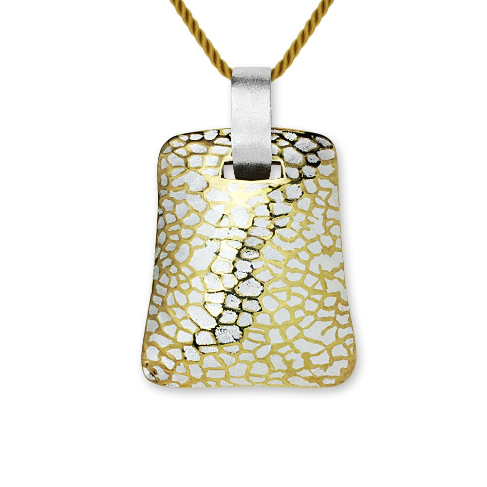 Geometric Crackled Silver Pendant