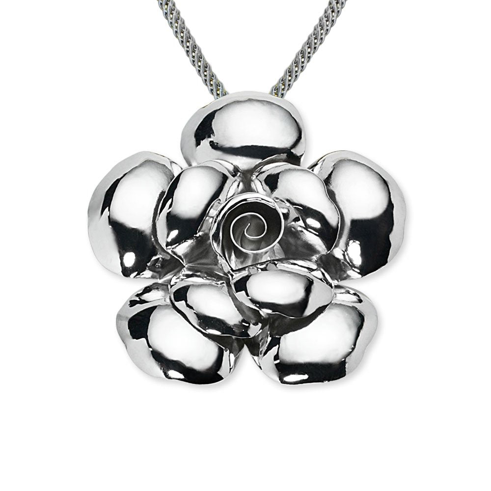 High Shine Sterling Silver Flower Pendant