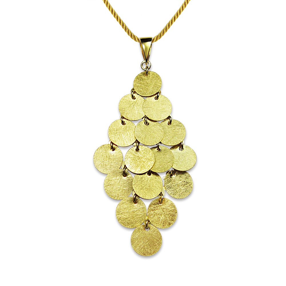 Medallion Cascade Gold Tone Pendant in Sterling Silver