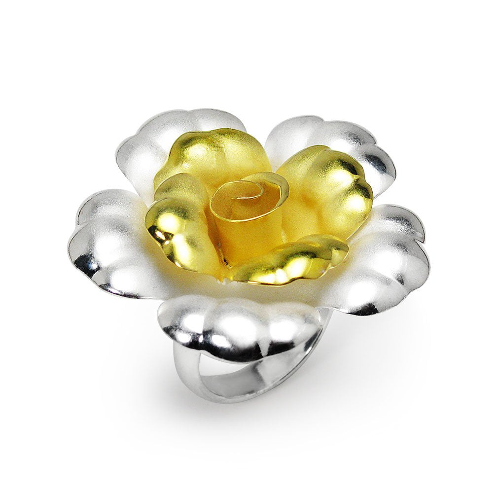 Enchanted Days Silver and Gold Flower Cocktail Ring