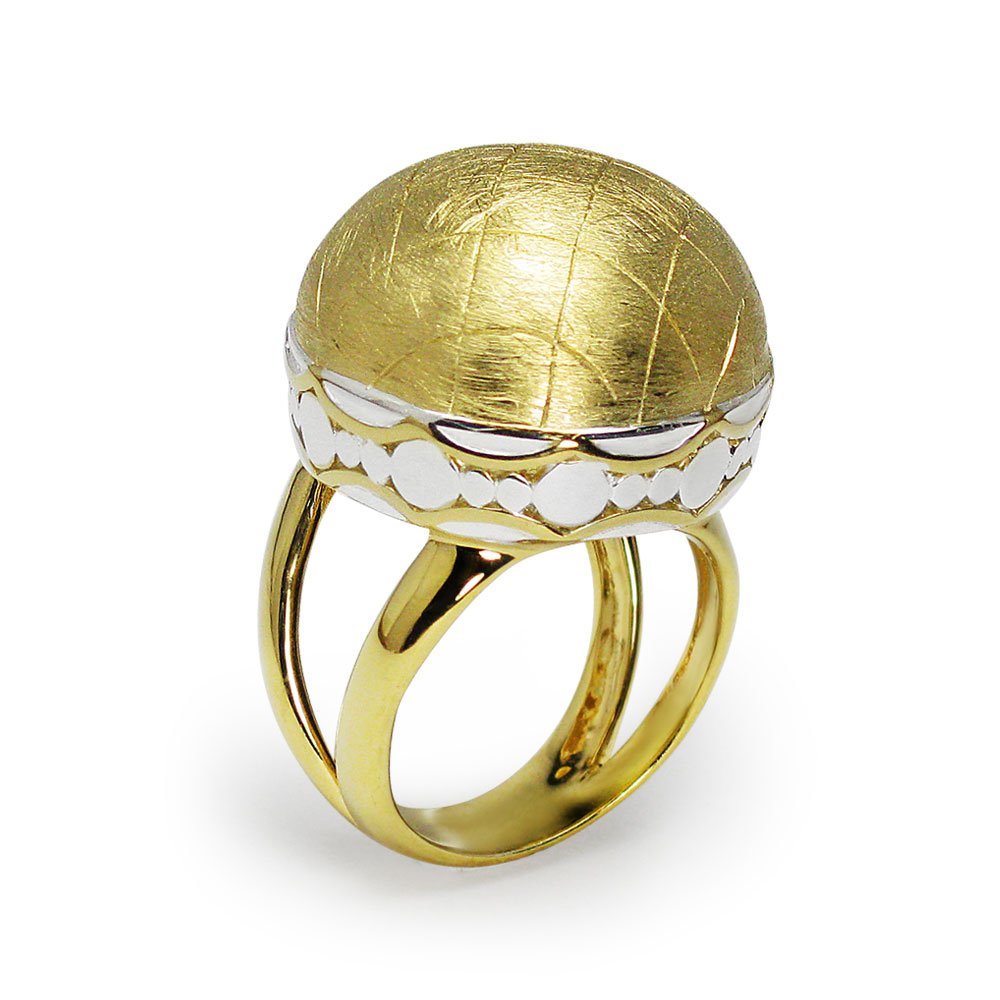 Two-Tone Domed Top Sterling Silver Statement Ring