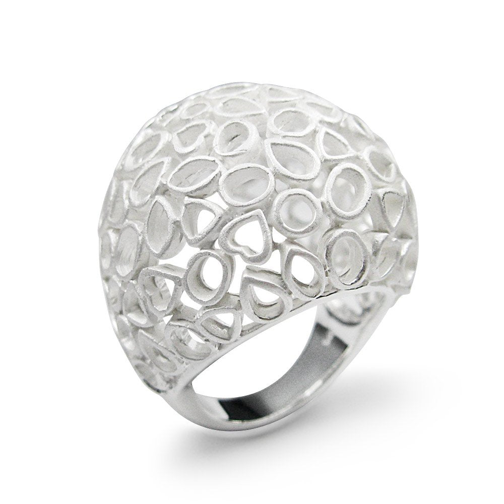 Sterling Silver Filigree Puff Ring