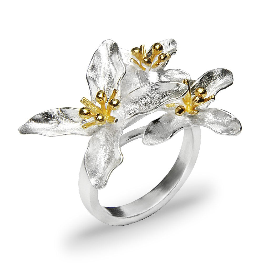 Floral Bouquet Sterling Silver Statement Ring
