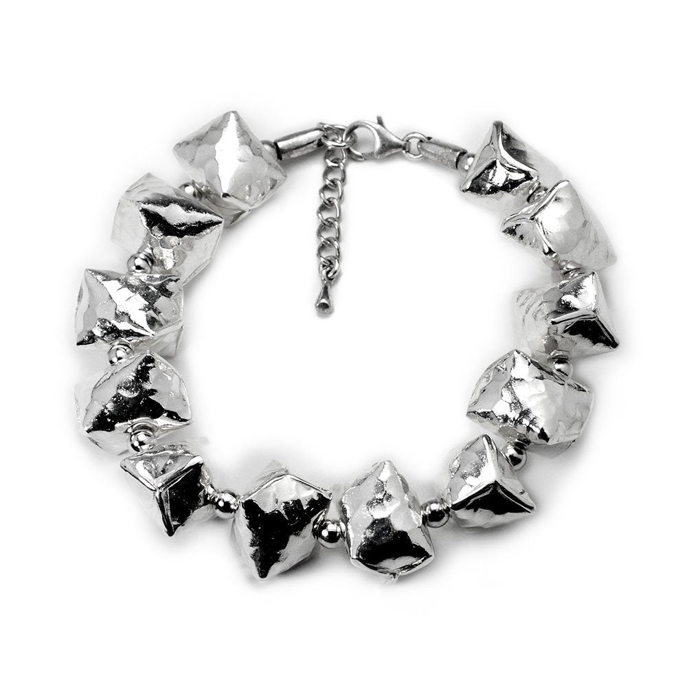 Signature Design Hammered Rock Bead Bracelet