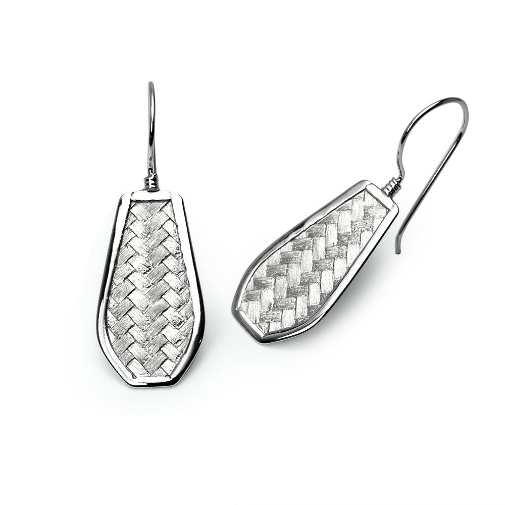 Classy Lady Sterling Silver Basket Weave Earrings