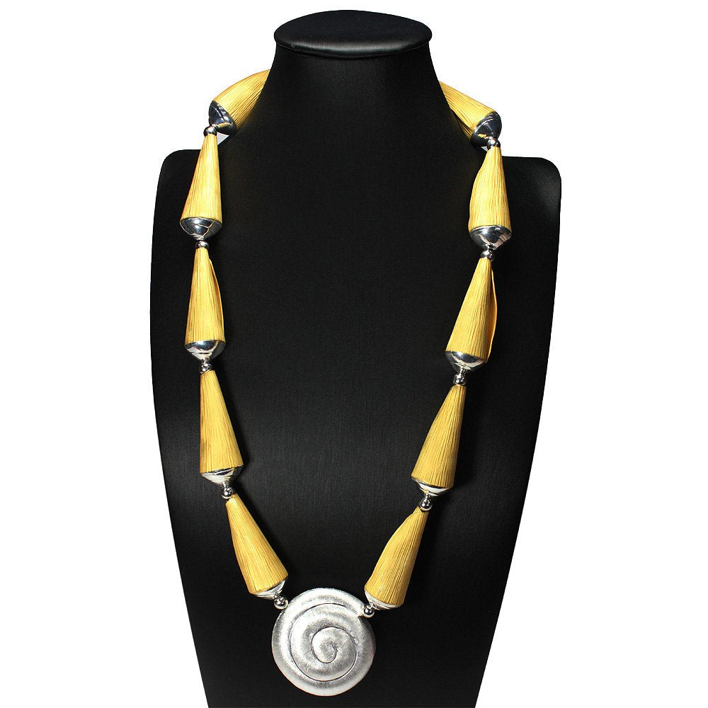 Tubular Duel Tone Sterling Silver Statement Necklace