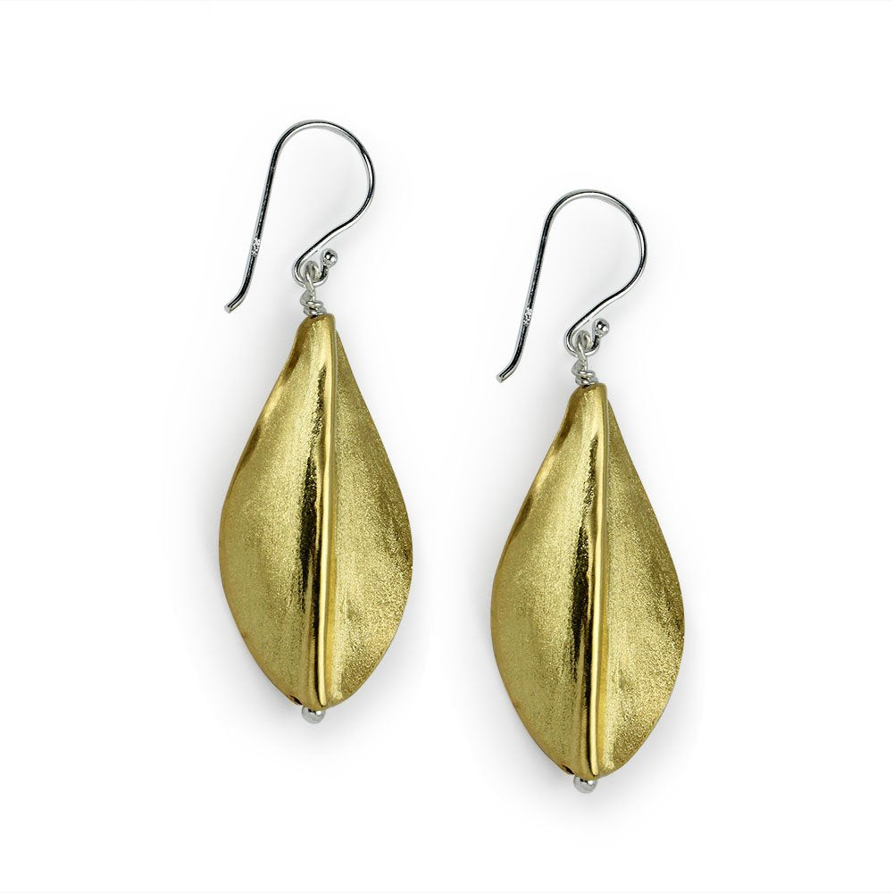 Gold Tone Leaf Drop Earrings
