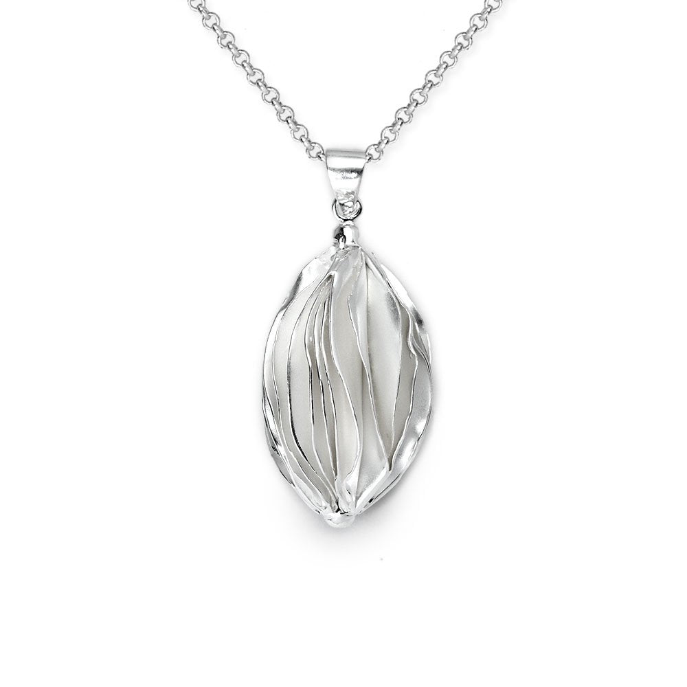 Signature Design Luscious Folds of Sterling Silver Marquise Pendant