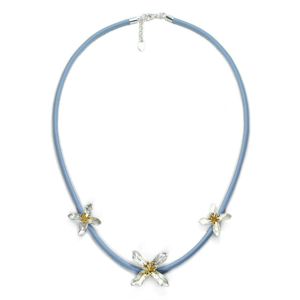 Corded Leather Flower Charm Necklace