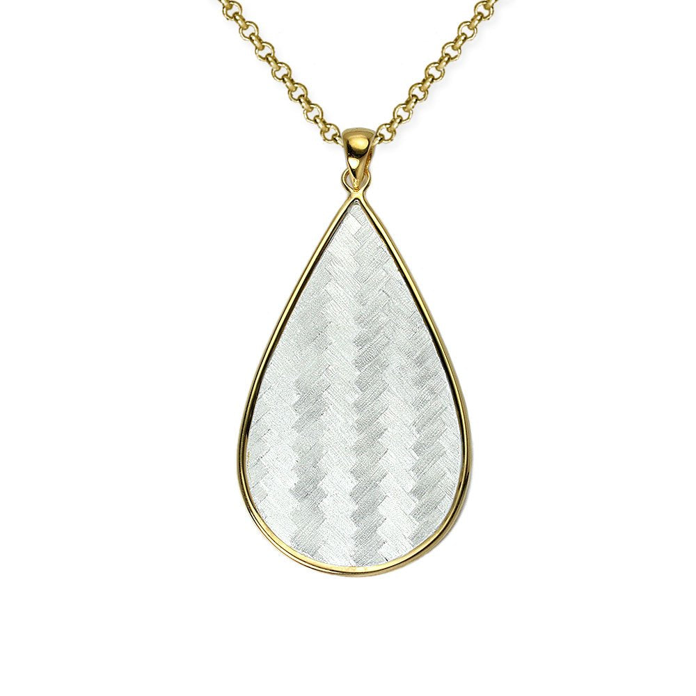 Teardrop Basket Weave Sterling Silver Pendant