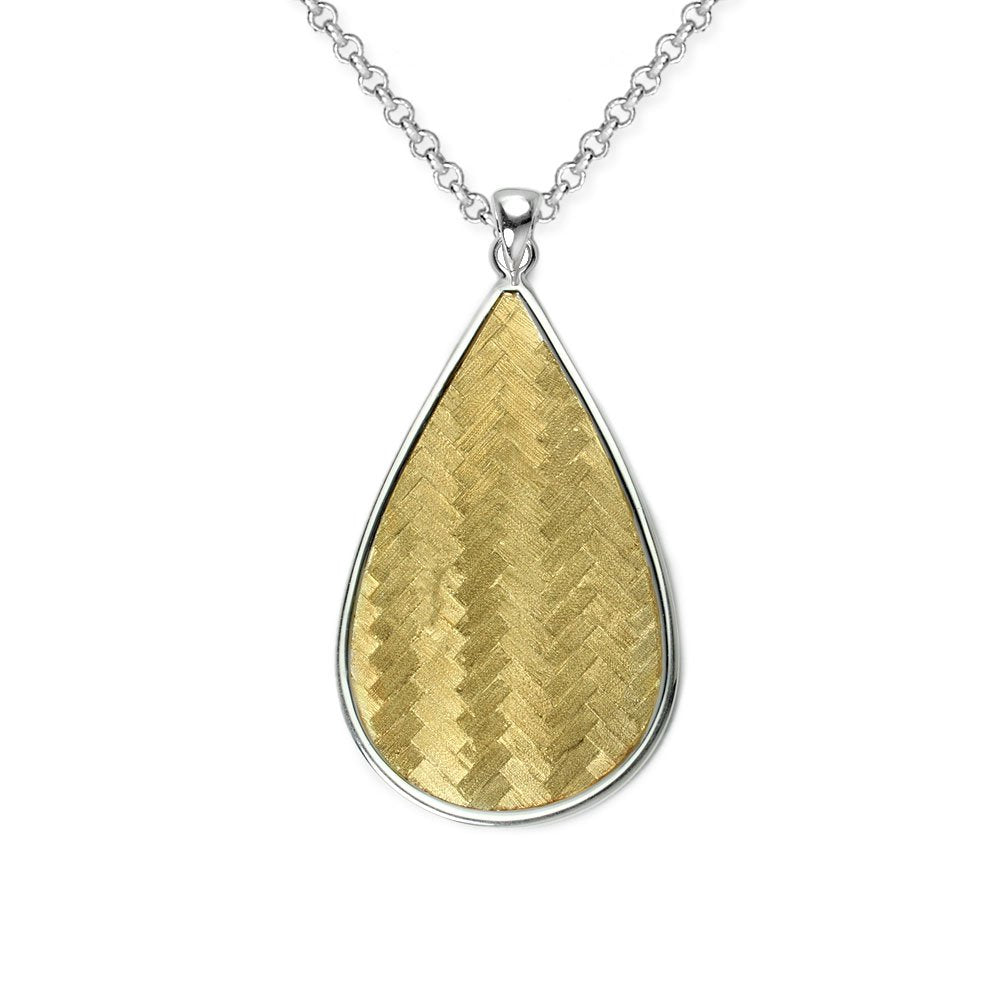 Teardrop Basket Weave Sterling Silver Pendant