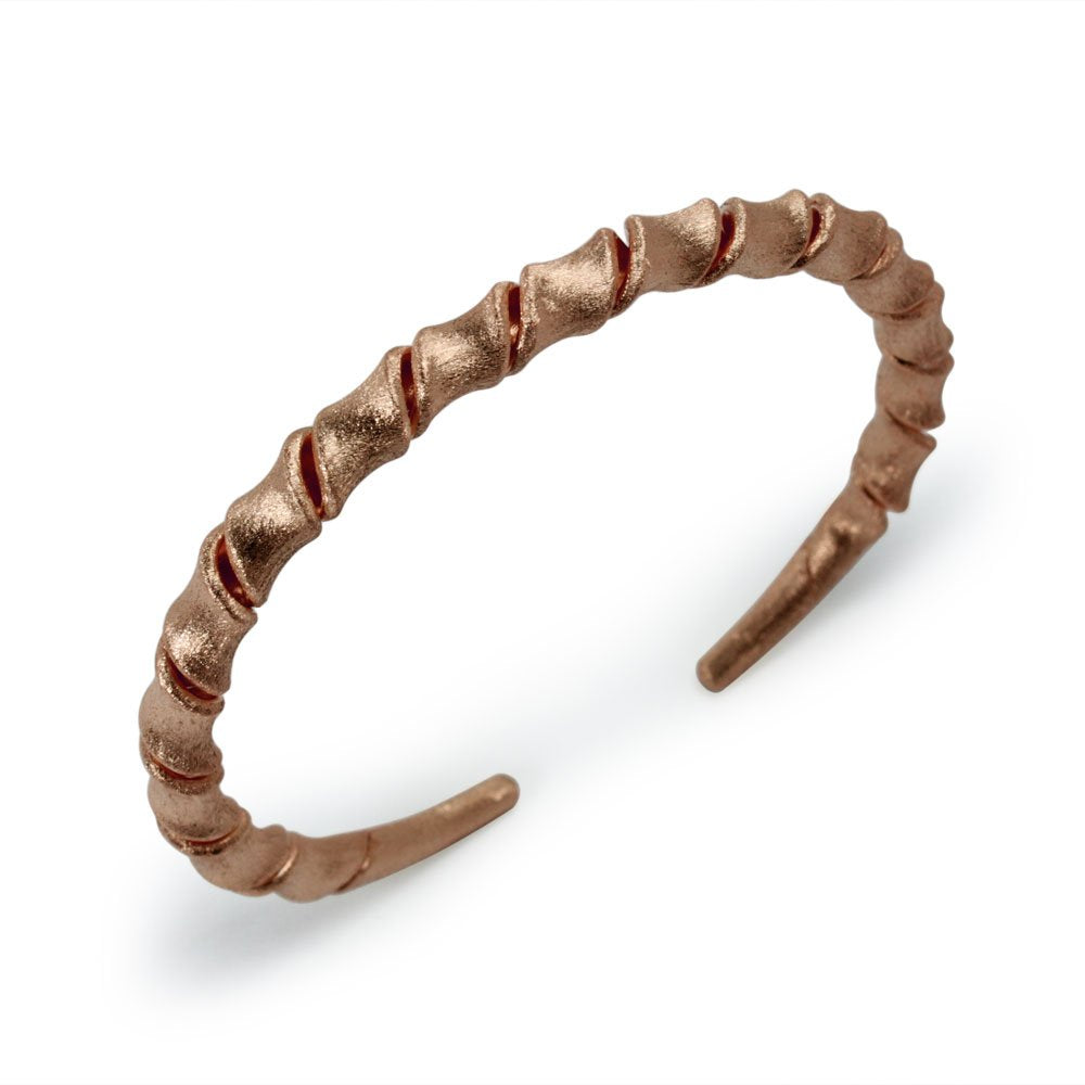 Spiral Twist Open End Sterling Silver Bangle