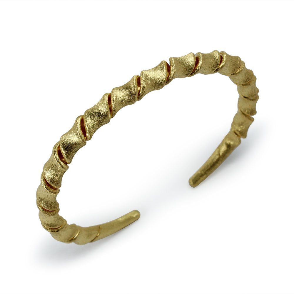 Spiral Twist Open End Sterling Silver Bangle