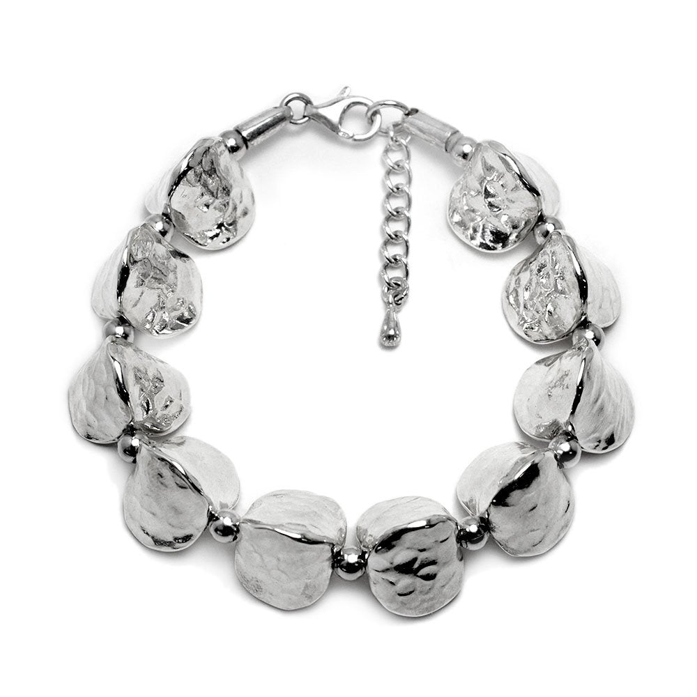 Fancy Sterling Silver Chunky Stone Charm Bracelet
