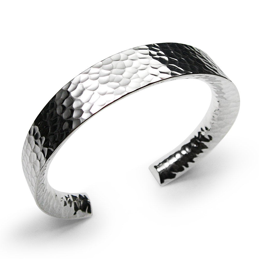 Precious Textured Sterling Silver Open Bangle