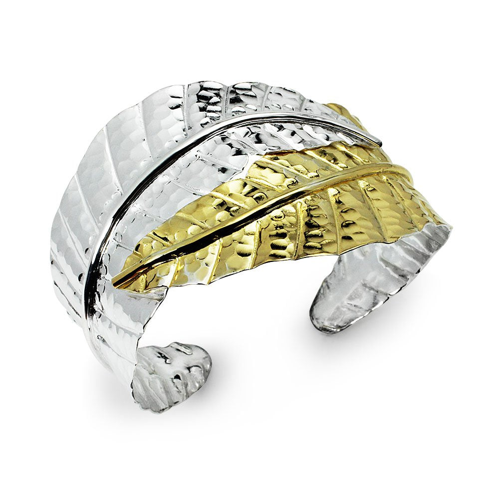 Wrap Leaf Duel Tones Bangle Cuff