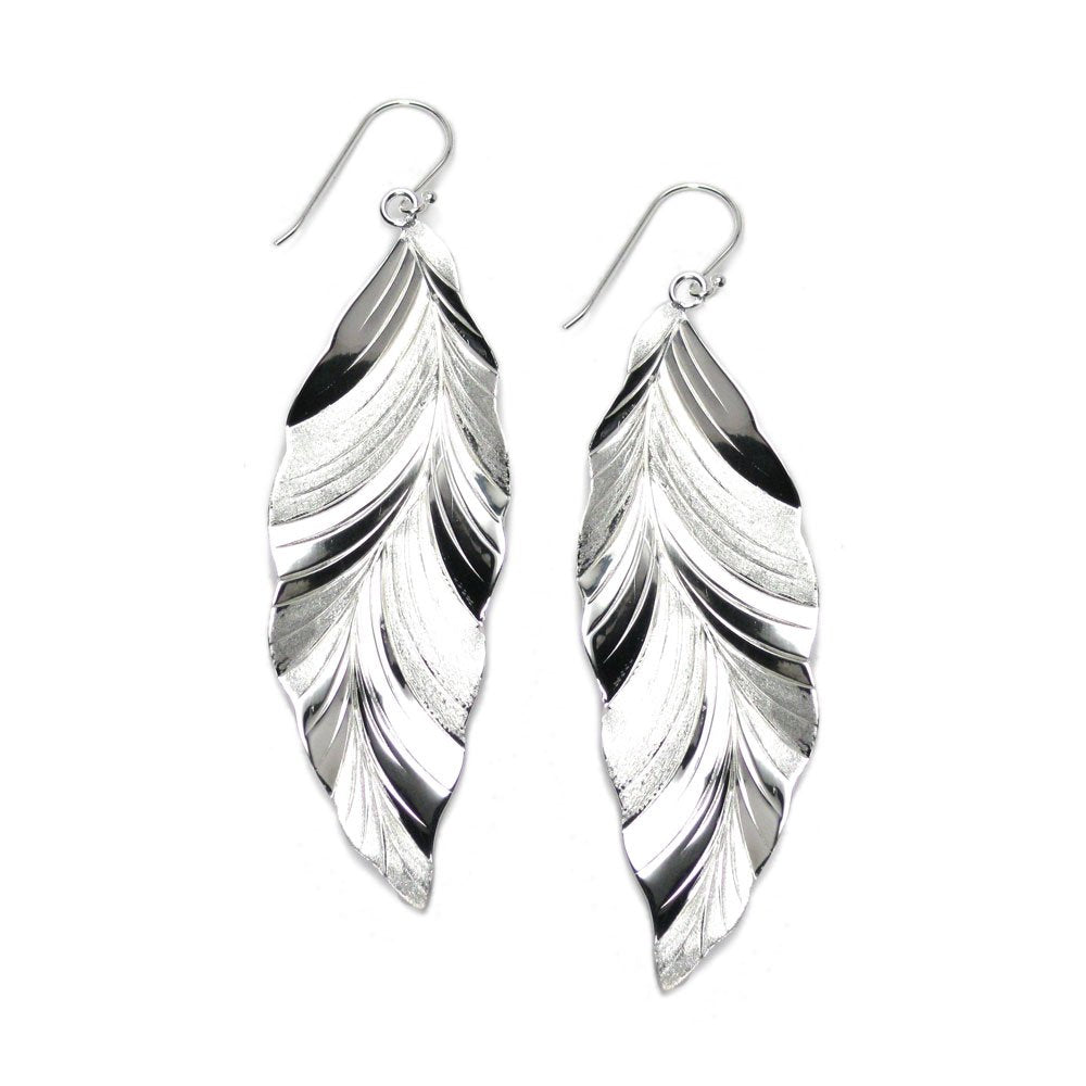Sterling Silver Feather Dangle Earrings