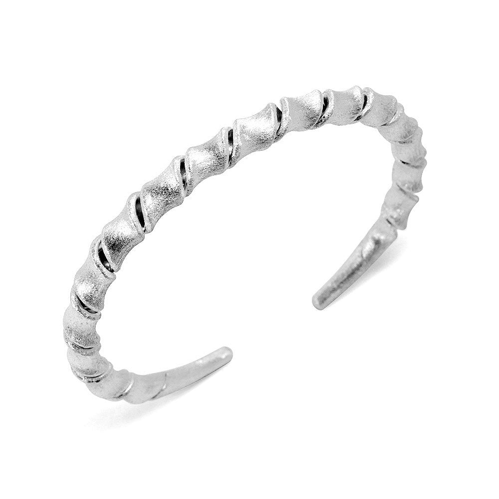 Spiral Twist Open End Sterling Silver Bangle