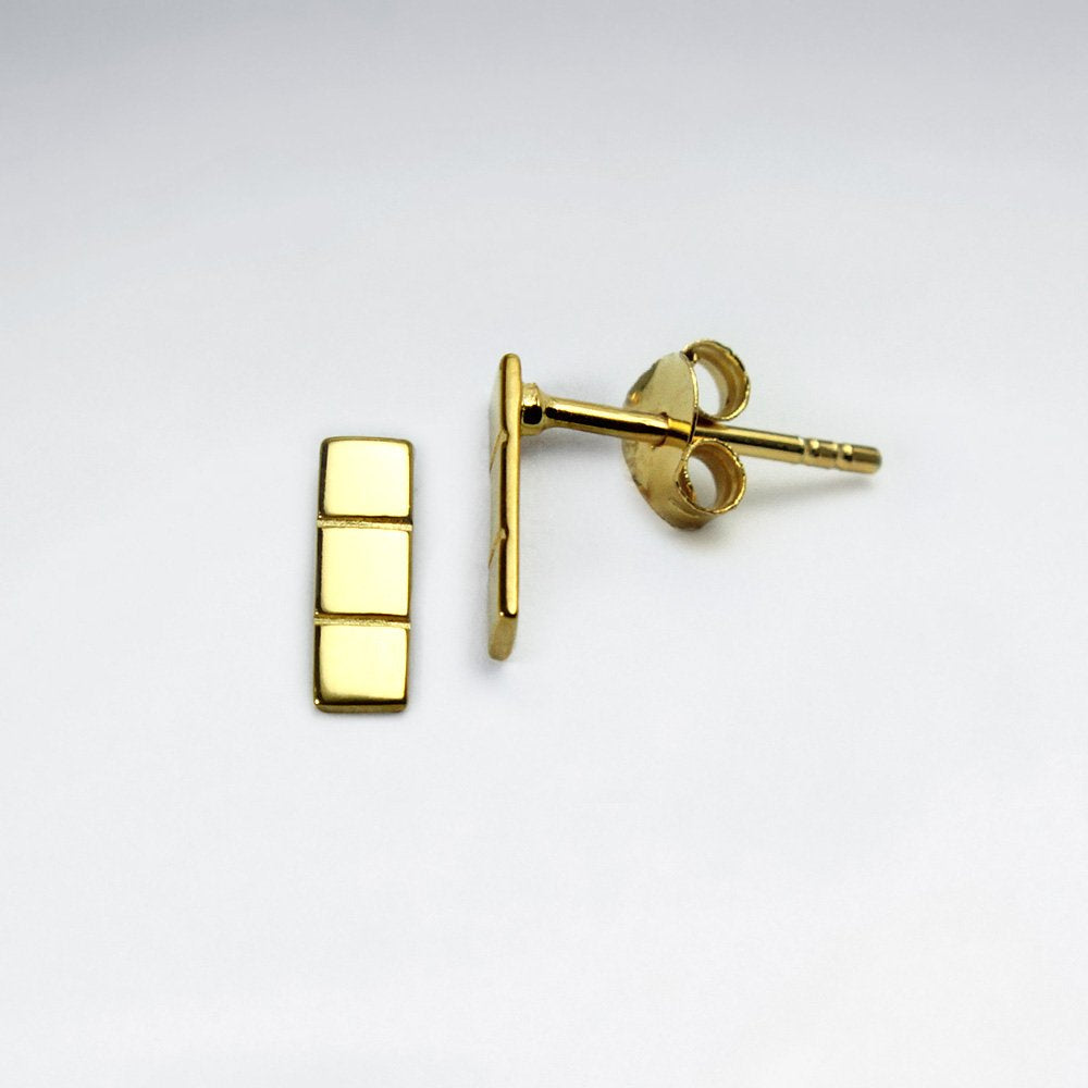 Geometric Lines Sterling Silver Stud Earrings